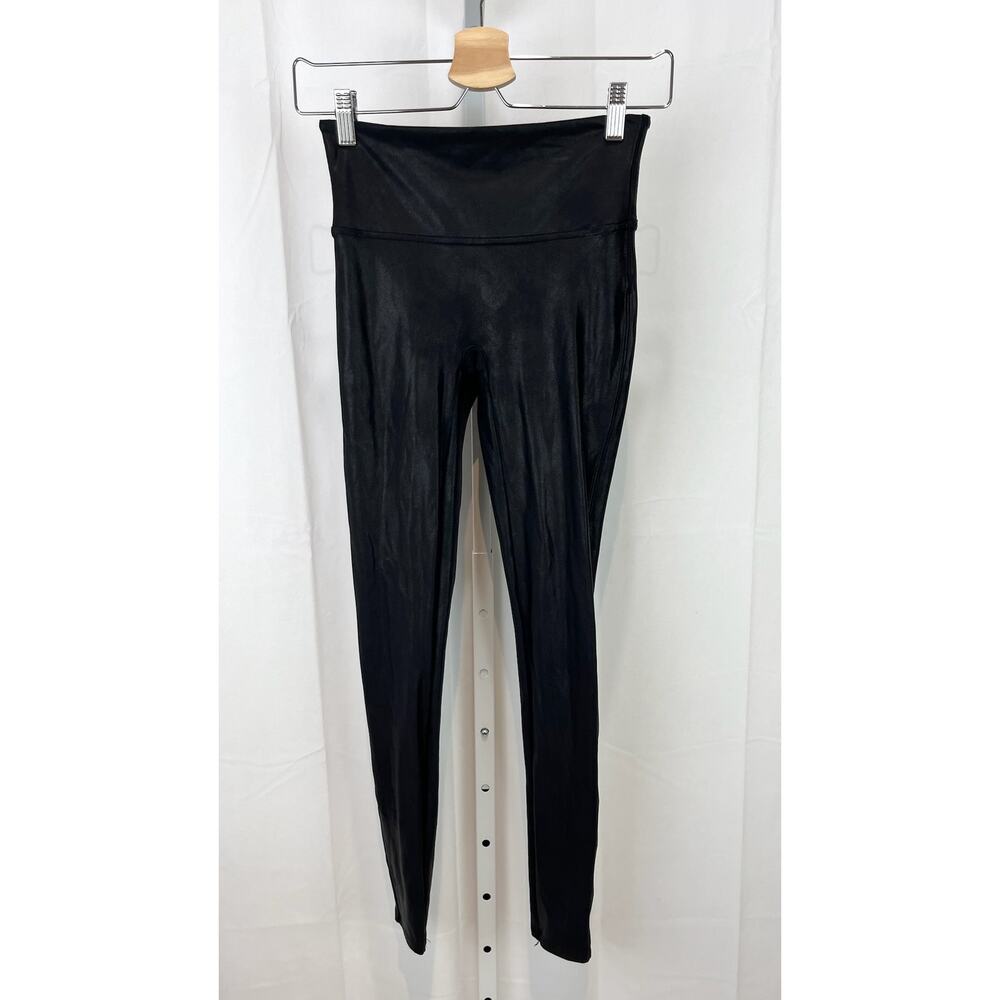SPANX Faux Leather Leggings 2437 Slimming Stretch Pull On Black Size S